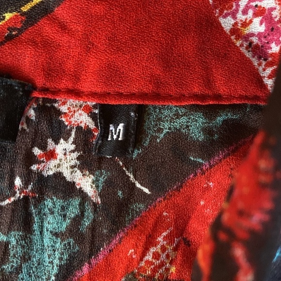 Le Caviar Crinkle blouse Womens M snaps chest pockets Western Rocker Artsy - Picture 6 of 11